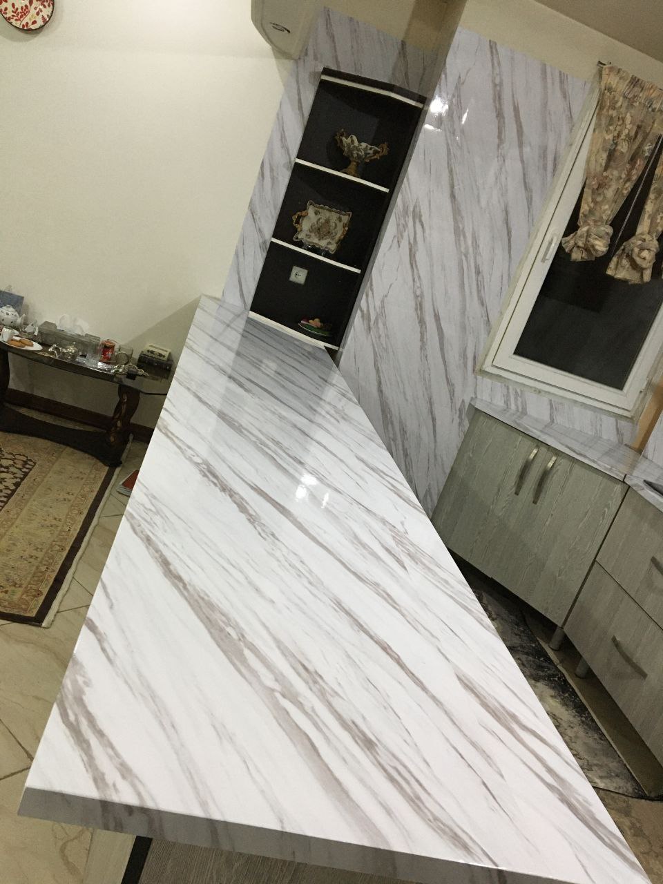 برچسب استیکر روکش کابینت کاشی دیوار شیشه در تمام عرض ها 